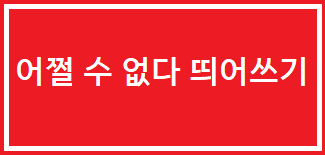 어쩔 수 없다 띄어쓰기