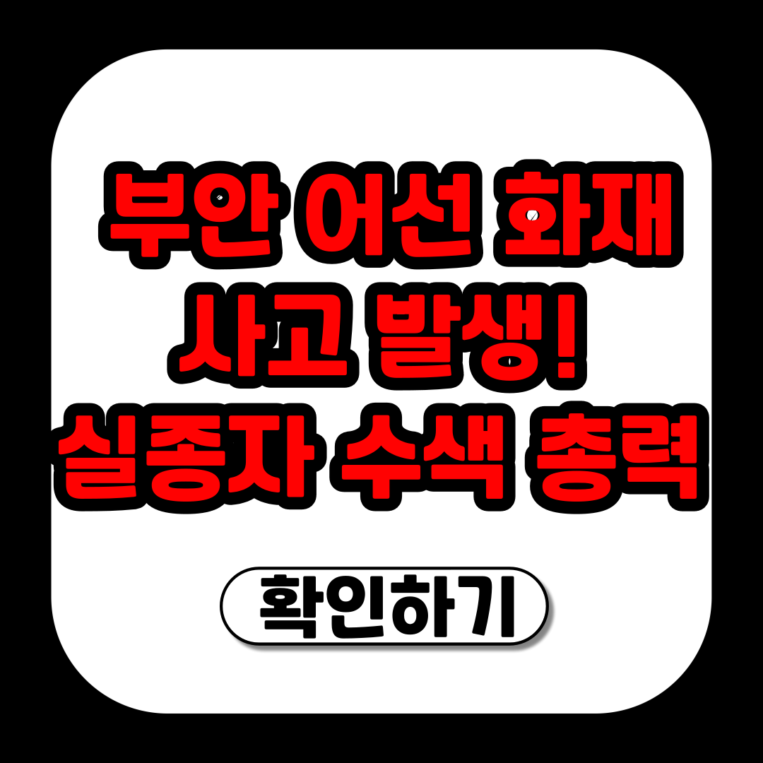 부산 어선 화재 사고 발생! 실종자 수색 총력