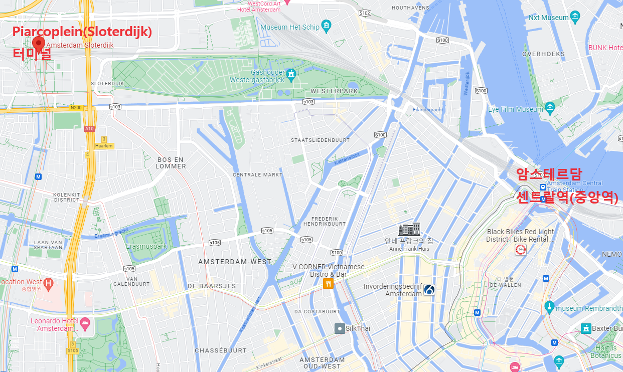 암스테르담 센트랄역(중앙역), Piarcoplein 터미널 위치