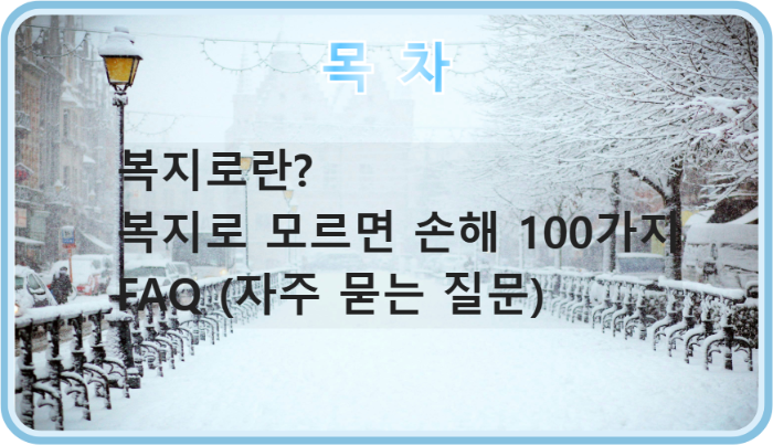 복지로 공공복지 서비스 100개 (모르면 손해)의 목차