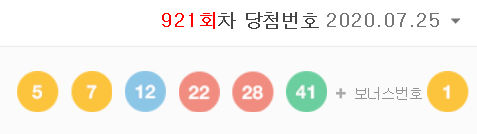  921회차 로또 당첨번호 (1등 당첨자는 무려 17명)