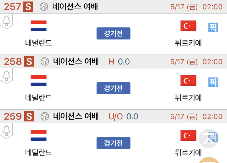 [진짜총판] 5월17일 네덜란드 VS 튀르키예 배구분석