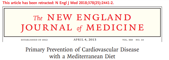 Primary Prevention of Cardiovascular Disease with a Mediterranean Diet&#44; NEJM