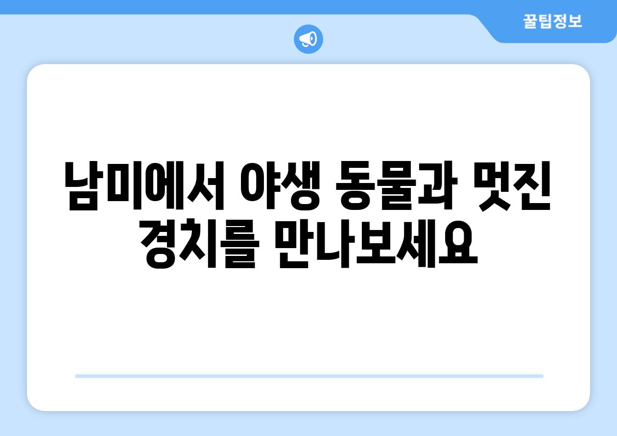 남미에서 야생 동물과 멋진 경치를 만나보세요