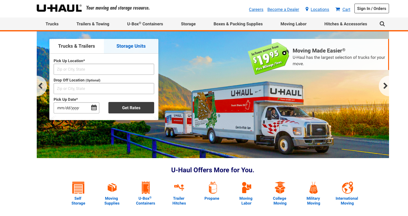 UHAUL 예약하기.
