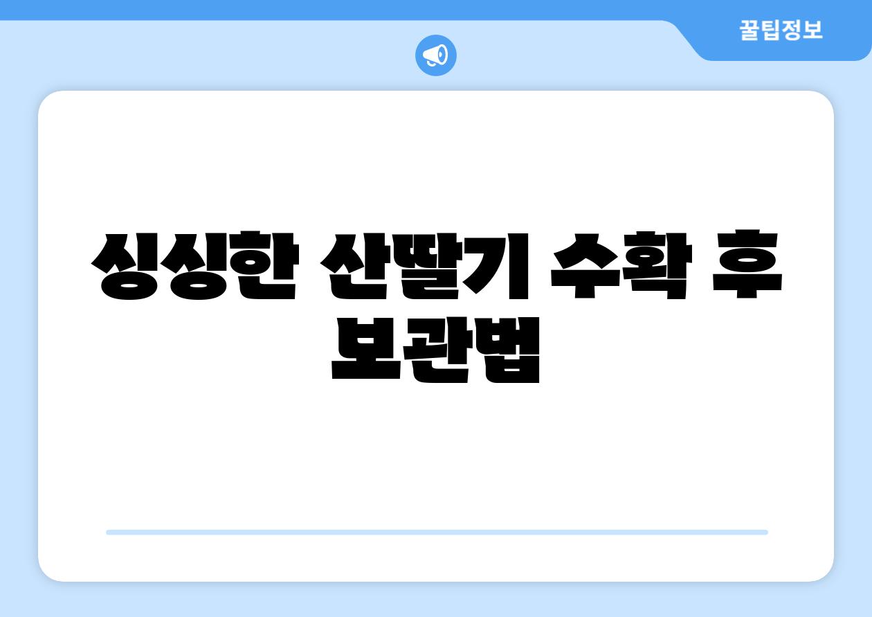 싱싱한 산딸기 수확 후 보관법