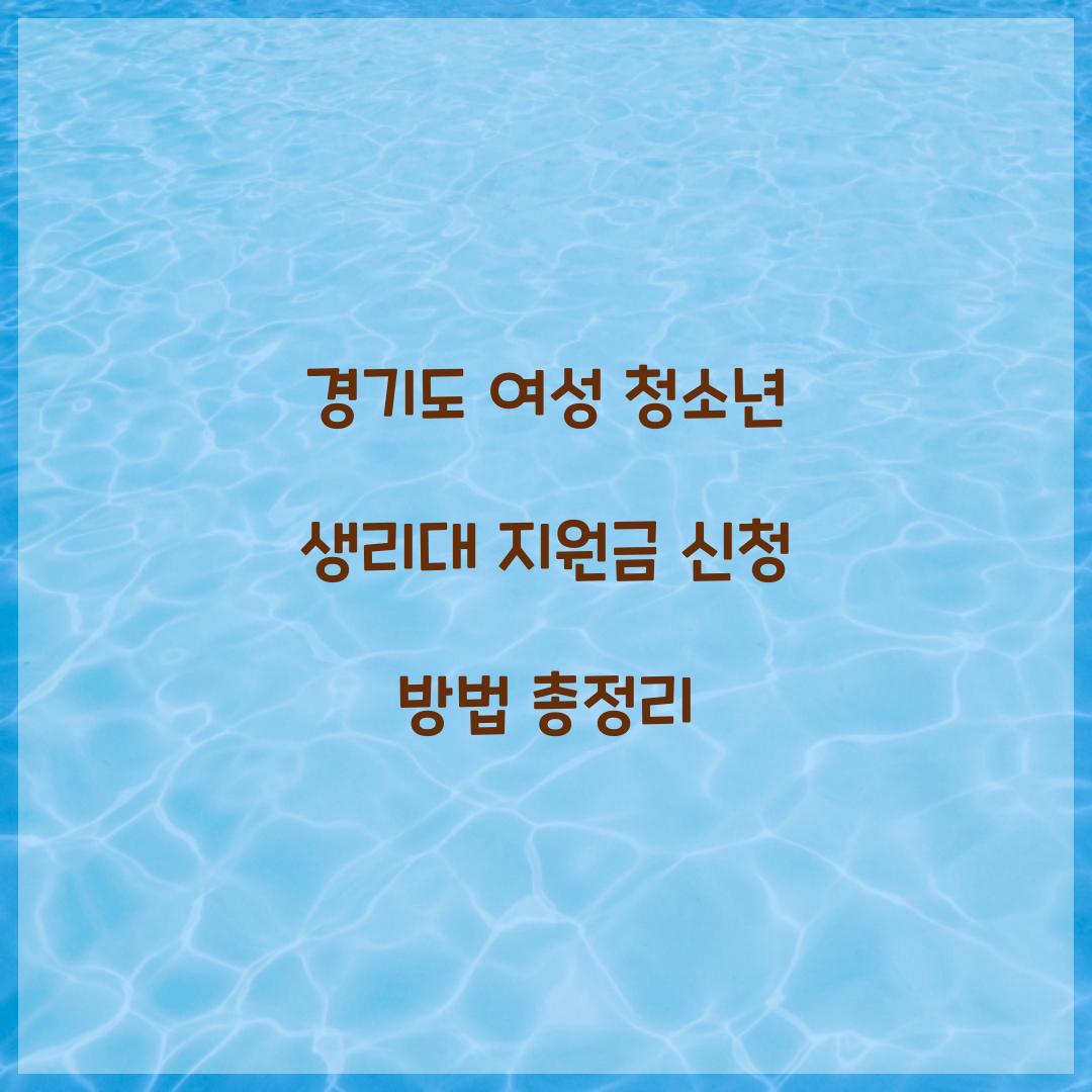 경기도 여성 청소년 생리대 지원금