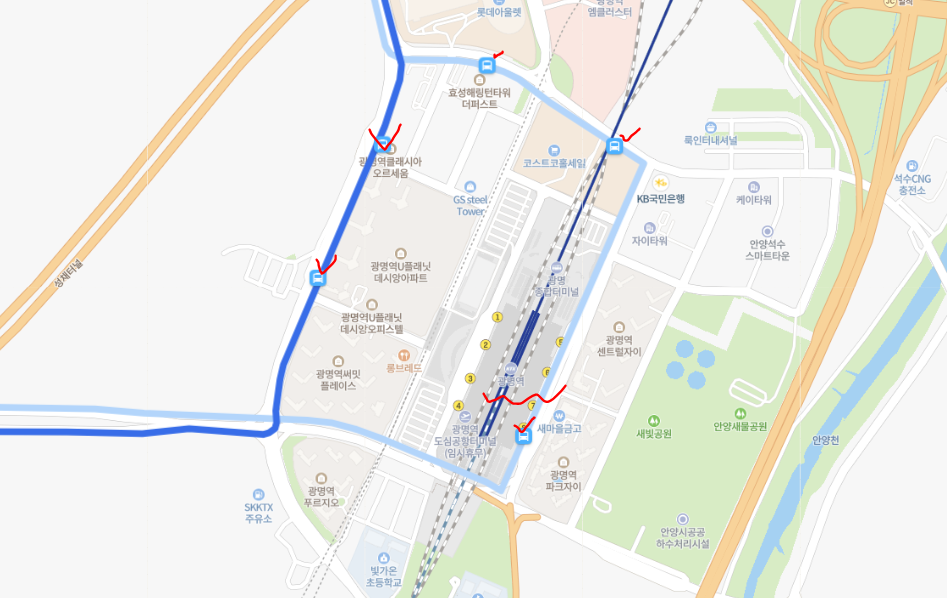  [505번버스] 시간표,  노선 정보 : 광명역, 구로, 용산, 숙대, 서울역