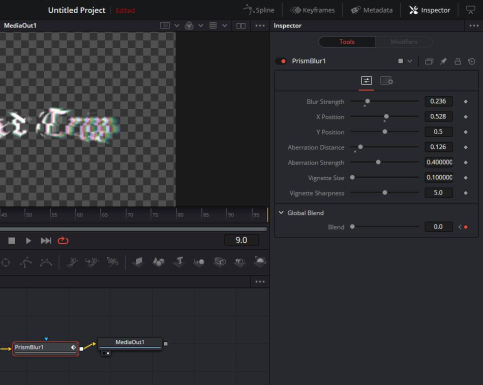 Prism blur 노드 키프레임 설정4