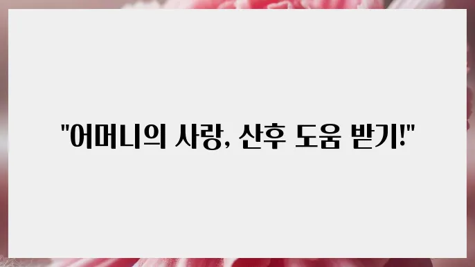 참사랑어머니회와 협력하여 산후도우미 지원받기