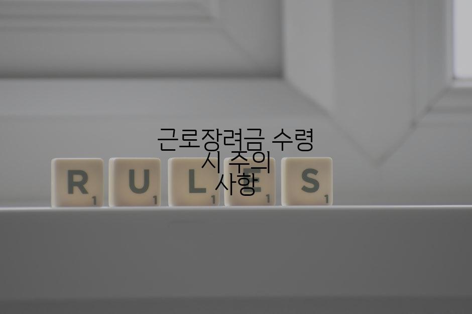 근로장려금 수령 시 주의 사항