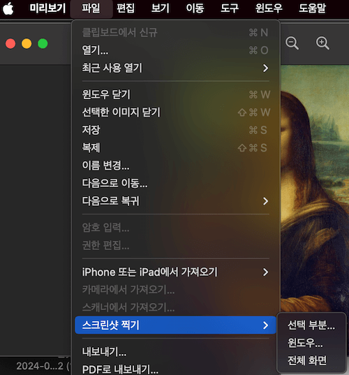 미리보기에서 화면 캡처하기