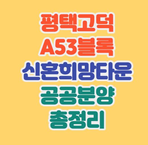  [고덕국제신도시] 평택고덕 A53블록 신혼희망타운 공공분양 총정리