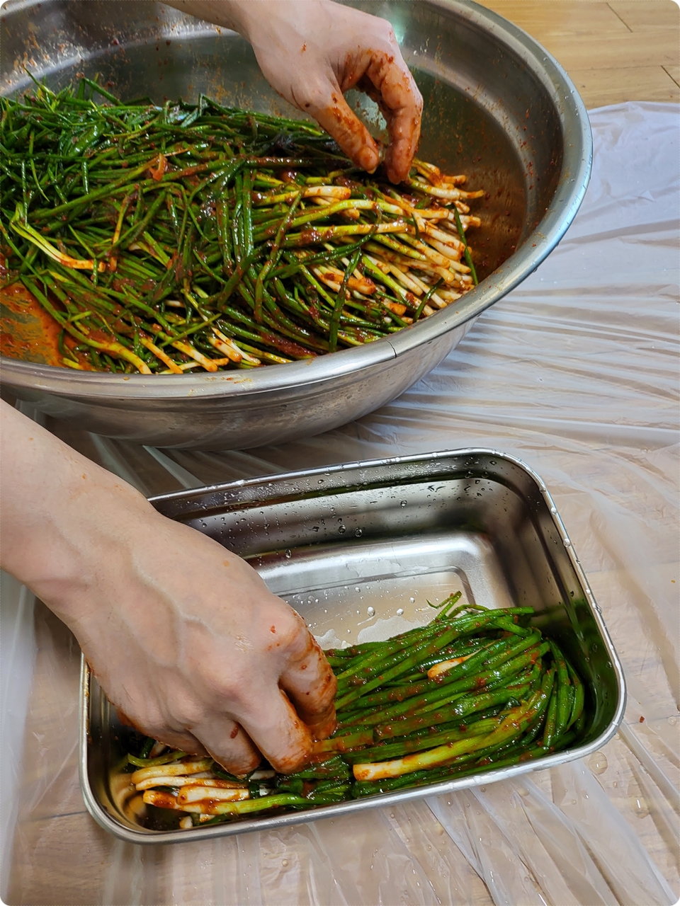  파김치를 담궈 보았습니다. 와이프가 외치던 파김치 드디어 해줬습니다.