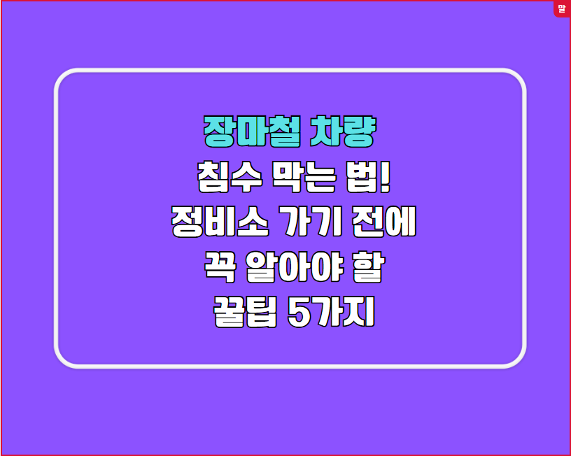 장마철 차량 침수 막는 법!