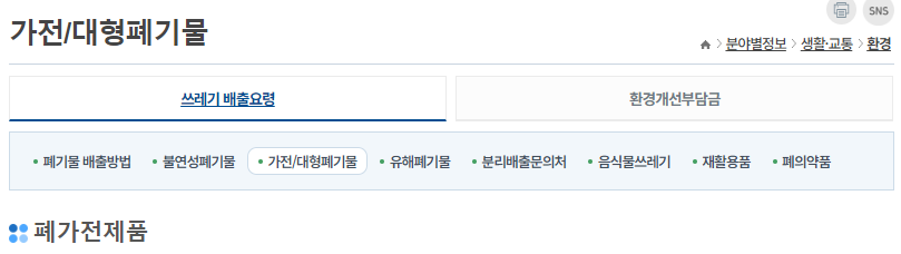 문경시 대형폐기물 수거 신청