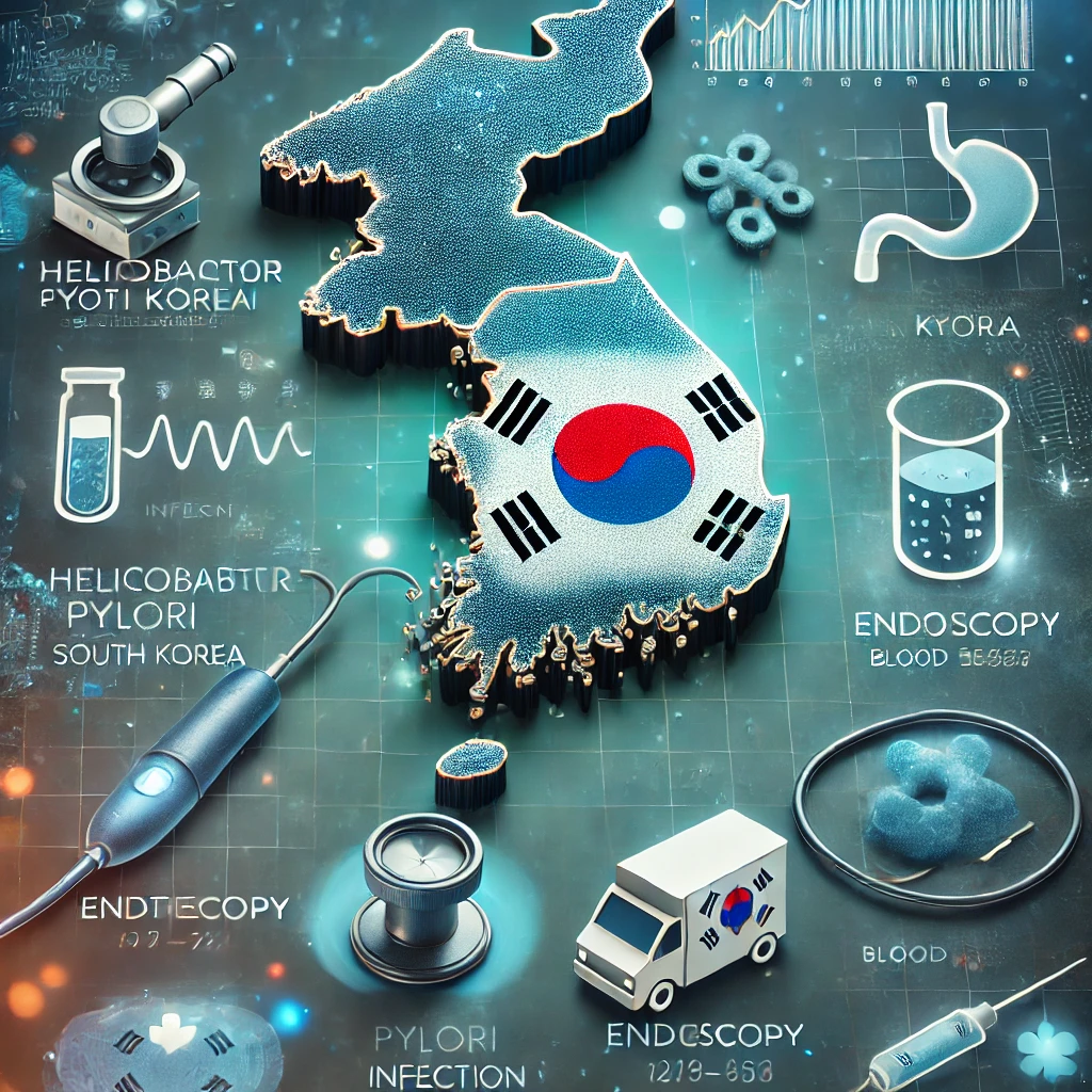 한국인 헬리코박터 감염률과 진단에 관한 이미지를 표현 한 것