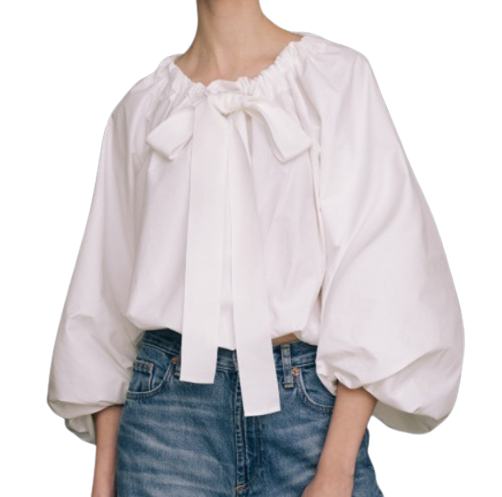 콤스튜디오 CO 리본 타이 셔링 블라우스_WHITE