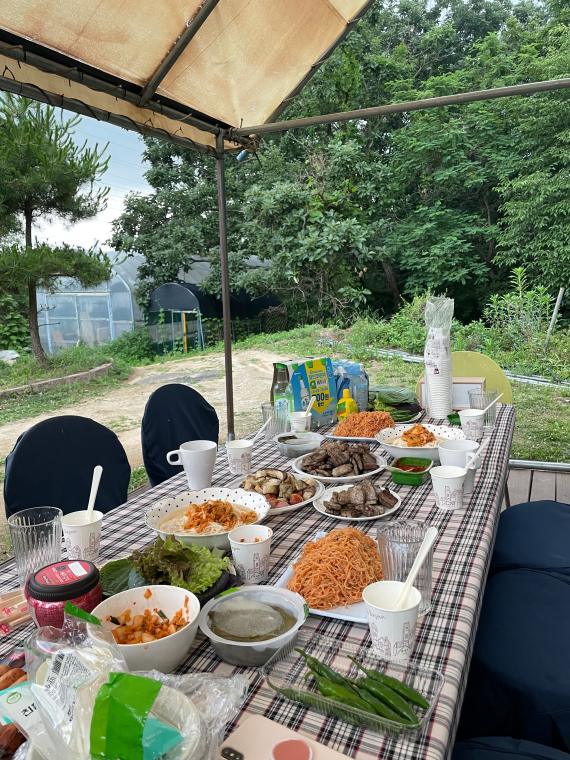 테이블-위에-진열된-고기-사진