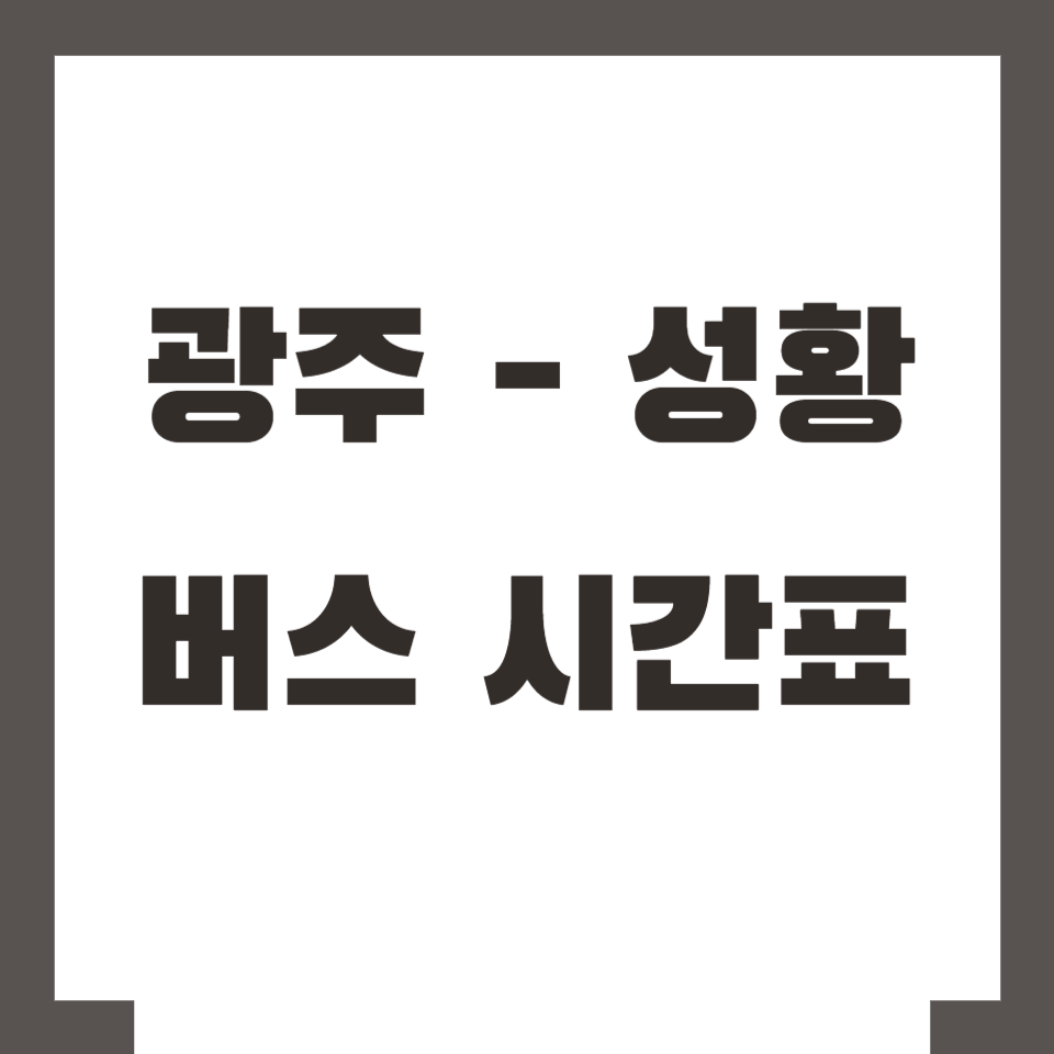 광주 성황 버스 시간표