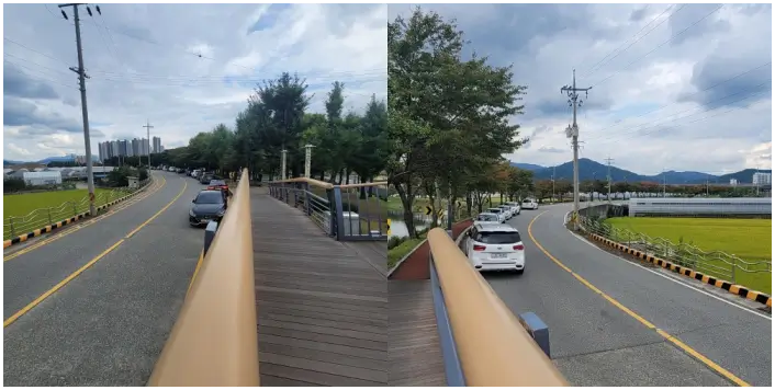 핑크뮬리 서식지로 넘어가기 전에 도로에 주차된 사진입니다.
