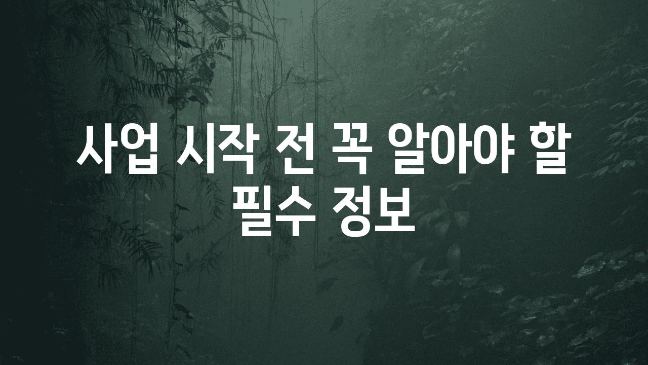 사업 시작 전 꼭 알아야 할 필수 정보