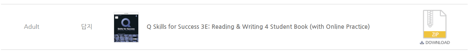 Q Skills for Success Reading & Writing 4 답지