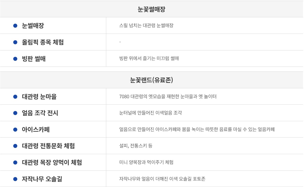 대관령눈꽃축제 기본정보 입장료 프로그램 주차장