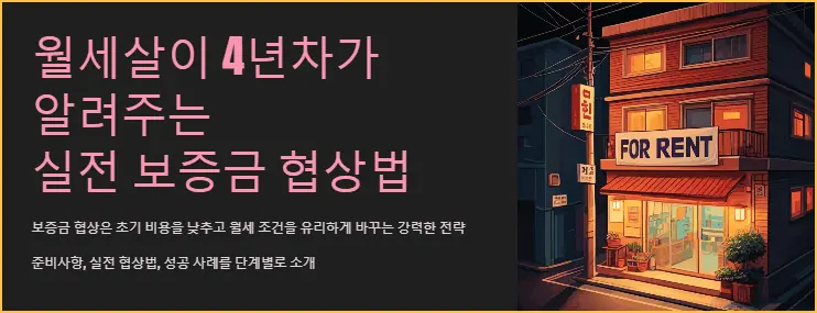 월세살이 4년차가 알려주는 실전 보증금 협상법