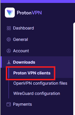 Proton VPN 프로톤 VPN 홈페이지 대쉬보드