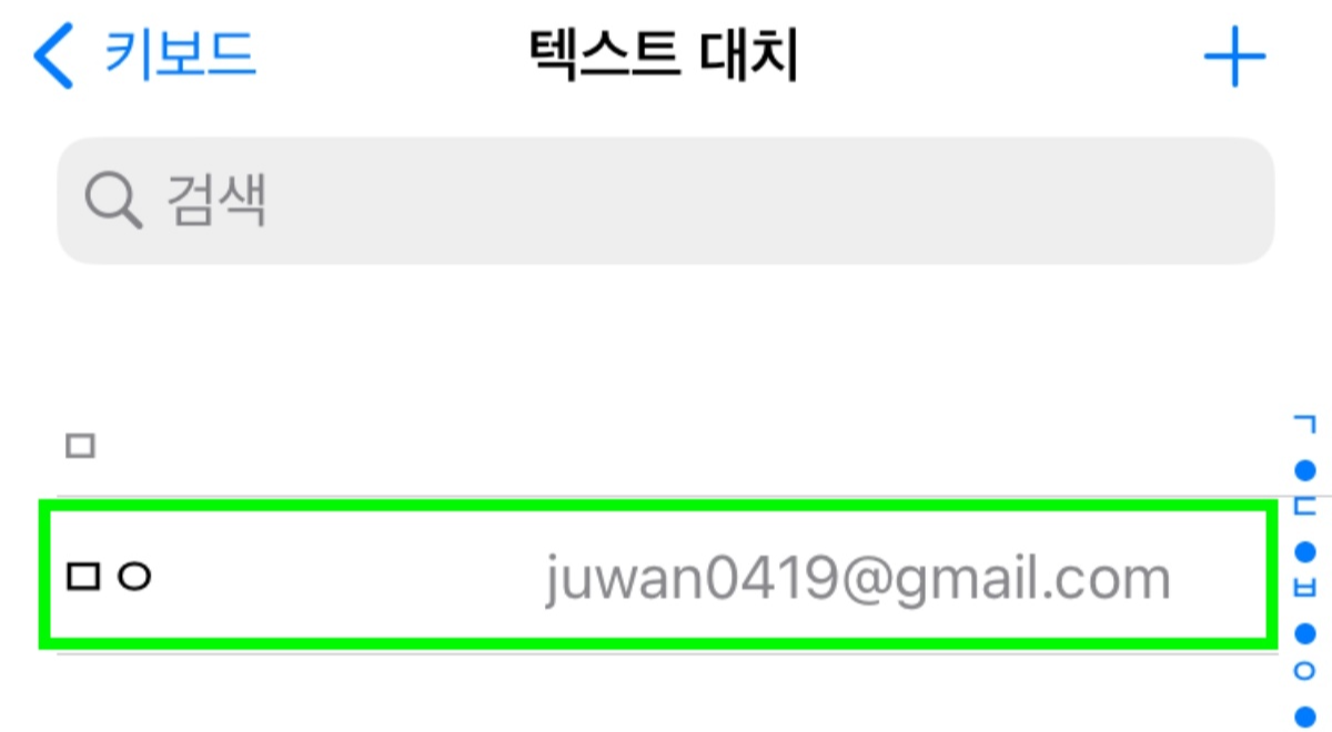 입력된 텍스트 대치 문구