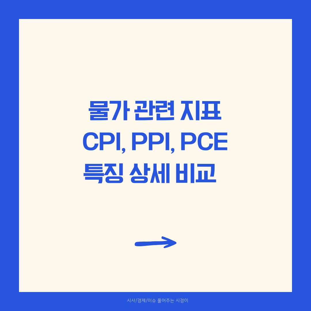 물가 관련 지표 CPI, PPI, PCE 특징 상세 비교