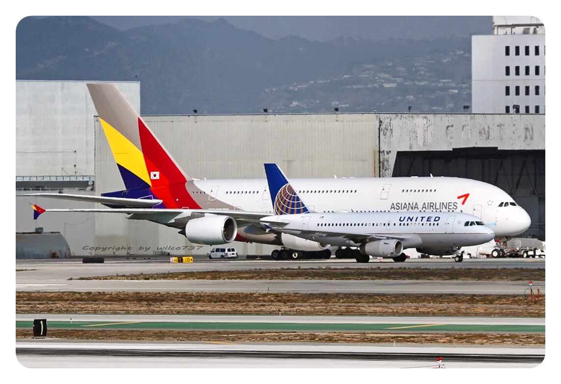 아시아나항공-A380-유나이티드항공-A320-크기-비교-사진