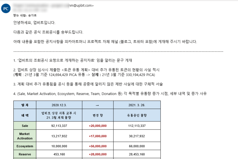 피카(PICA)코인vs업비트 공방전.. 피카는 상폐처분 유예 가처분 신청