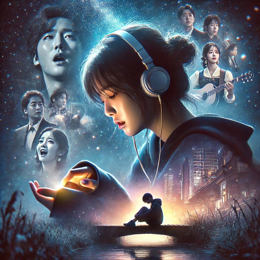 음악듣는 젊은 여자