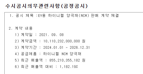 에코프로비엠 sk이노베이션 계약물량