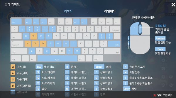 크로니클 키보드 키 설명