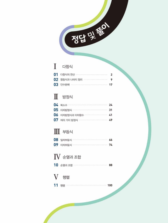 개념쎈라이트 공통수학1 정답 답안