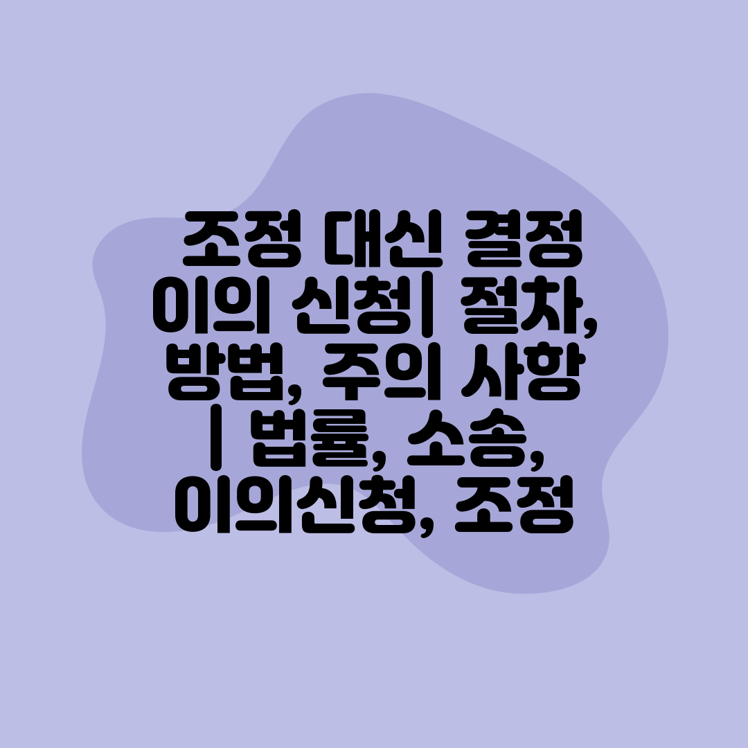  조정 대신 결정 이의 신청 절차, 방법, 주의 사항 