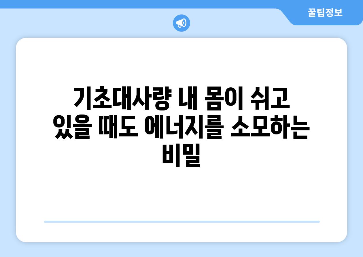 기초대사량 내 몸이 쉬고 있을 때도 에너지를 소모하는 비밀