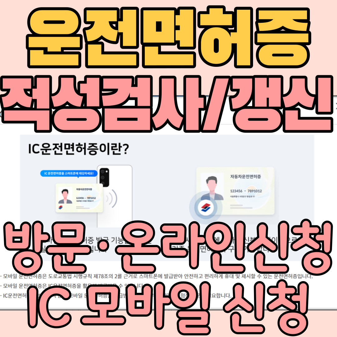  운전면허증 적성검사 갱신 IC모바일 재발급 방문/온라인 접수방법_ 수수료 및 준비물 총정리