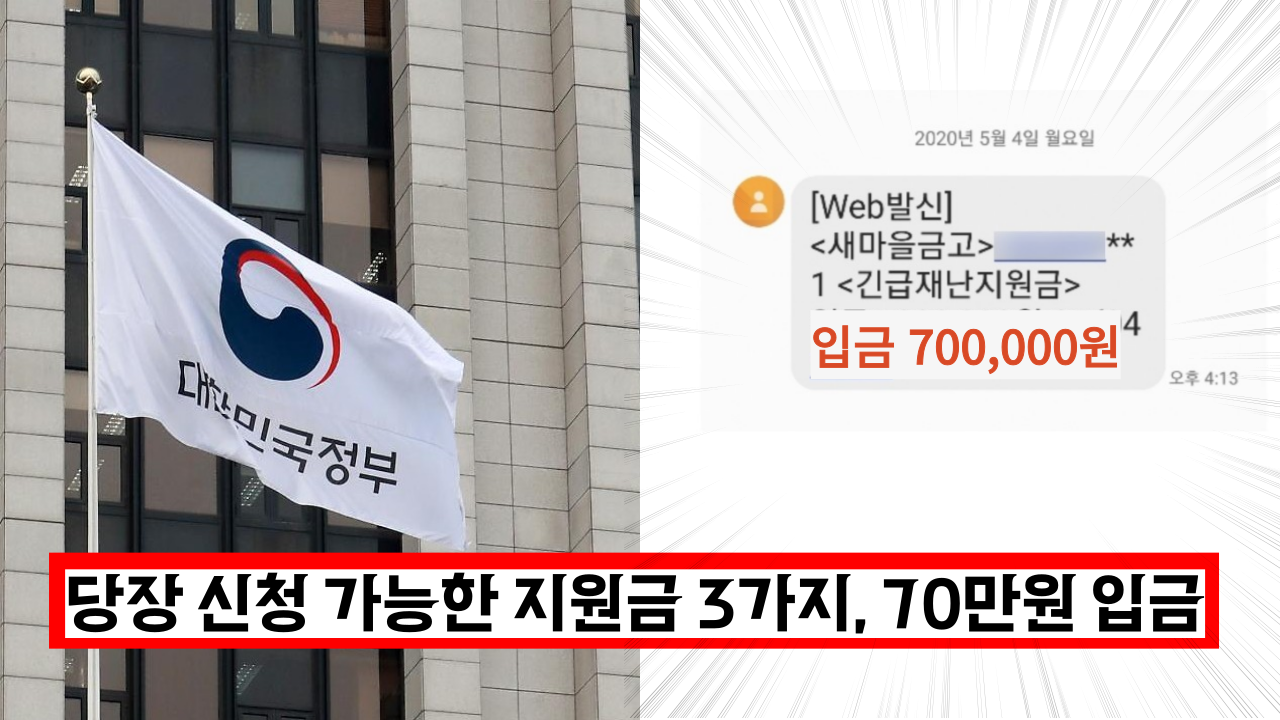  바로 신청 가능한 지원금 3가지, 바로 신청하고 70만원 바로 입금 받으세요.