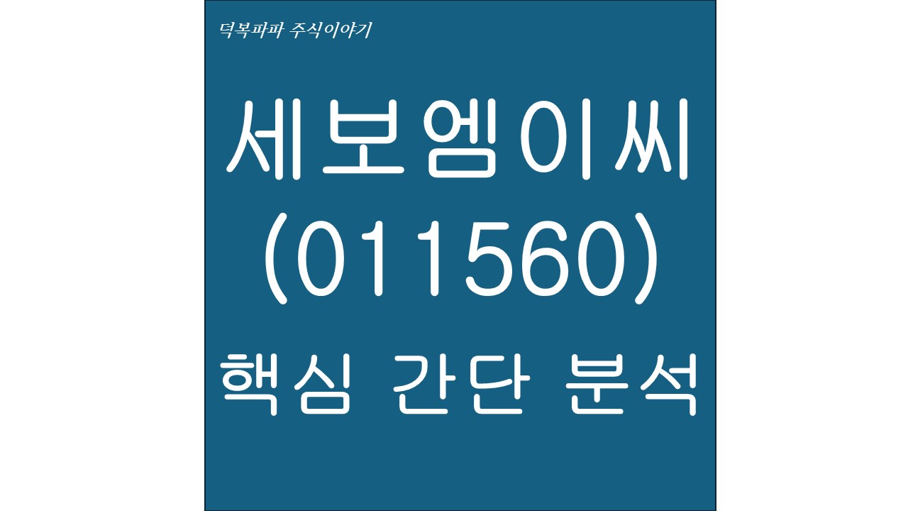 세보엠이씨(011560) 핵심 간단 분석