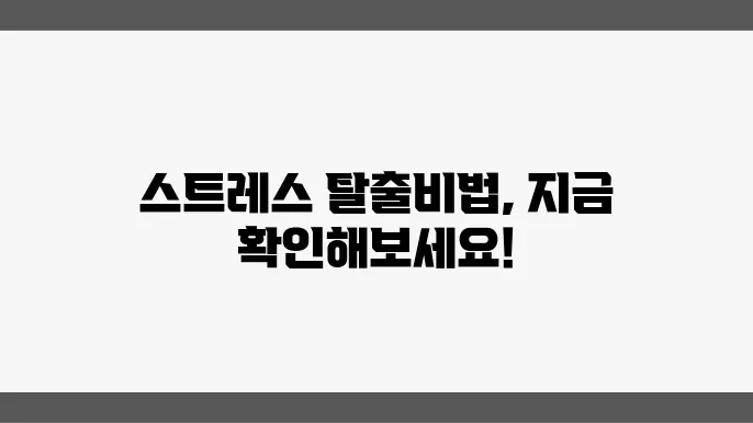 스트레스 해소 및 효과적인 관리 방법