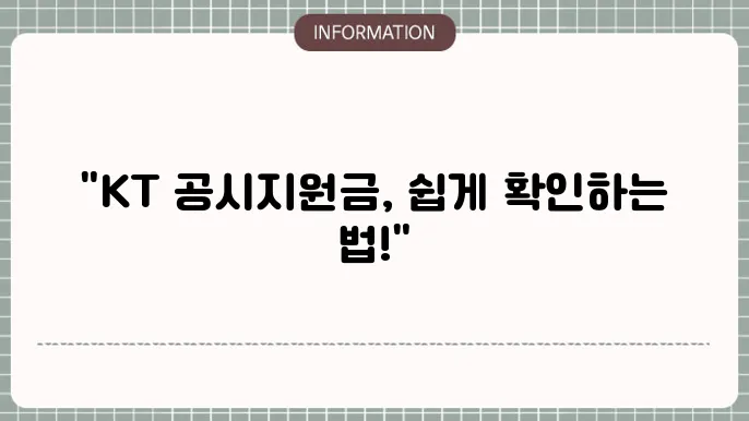 KT 공시지원금 추가 정보