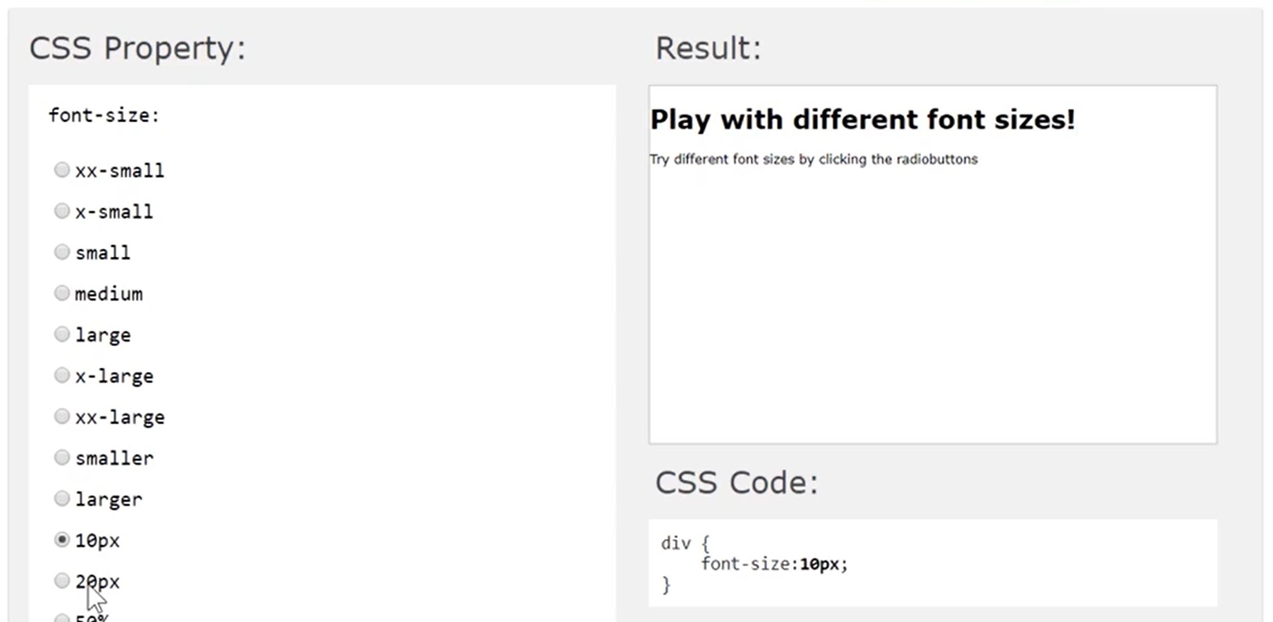Font Size Css Code 21) CSS 속성 - font-size