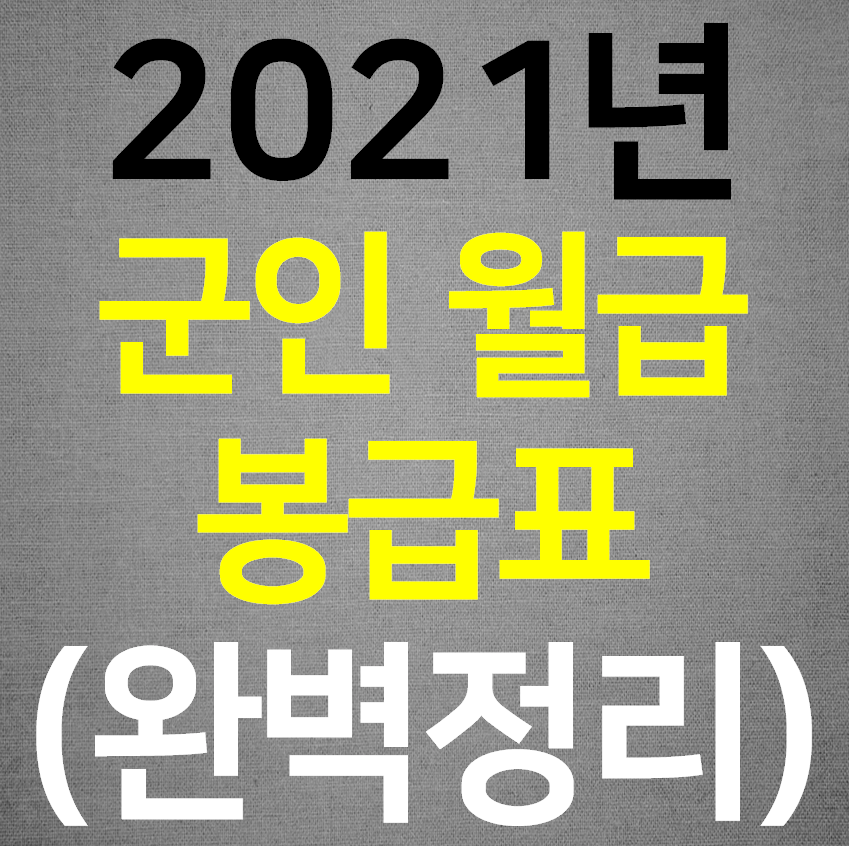  2021 군인 봉급표 월급 (2021년 최신판)