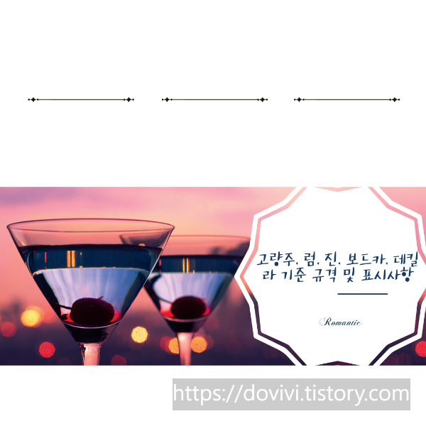  고량주, 럼, 진, 보드카, 데킬라 기준 규격 및 표시사항