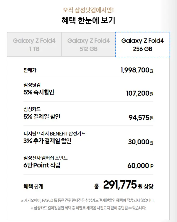 갤럭시 z 폴드4 삼성닷컴 할인혜택