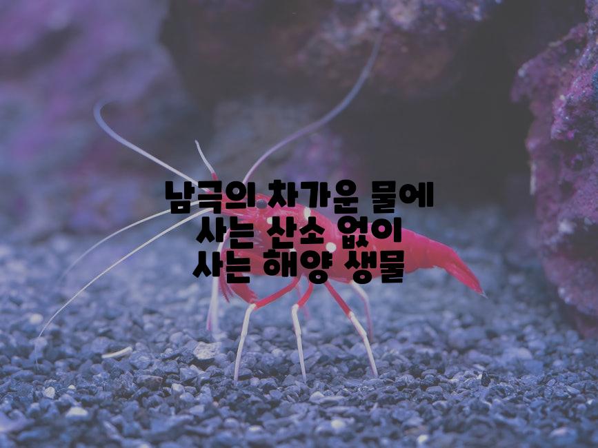 남극의 차가운 물에 사는 산소 없이 사는 해양 생물